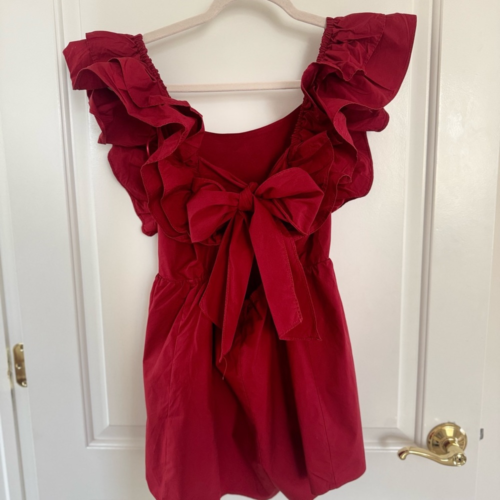 Red Ruffled Dress with Bow